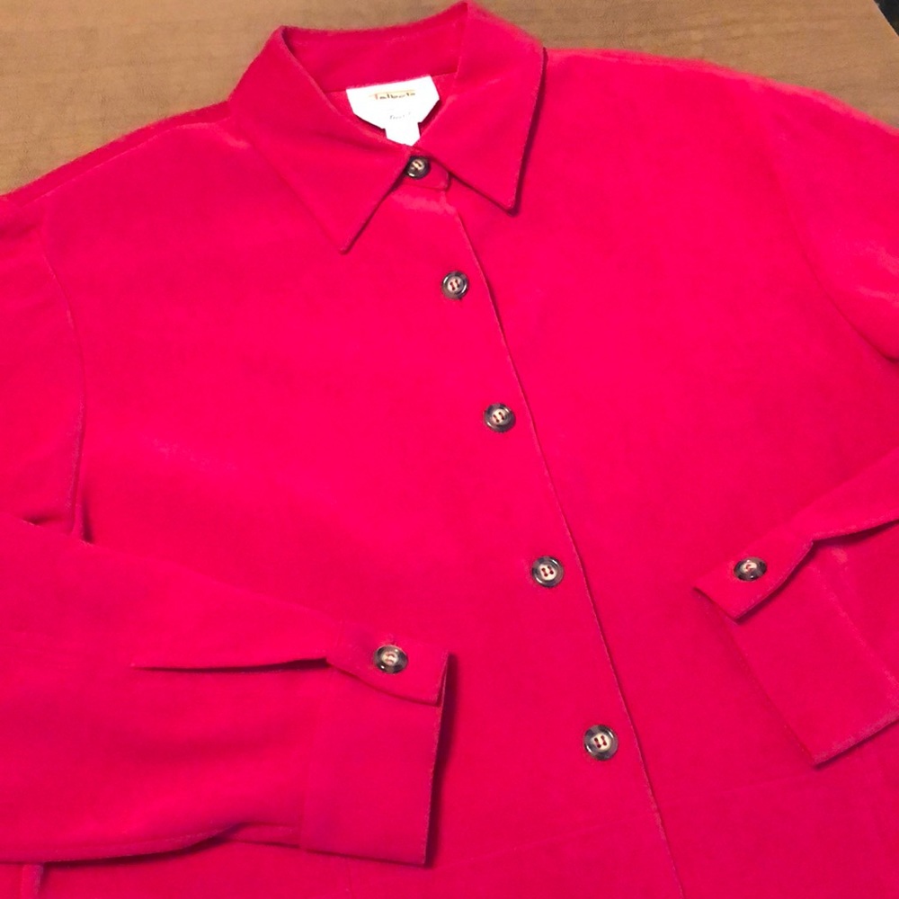 Talbots Oversized Red Button Down Tunic Shirt S - image 1